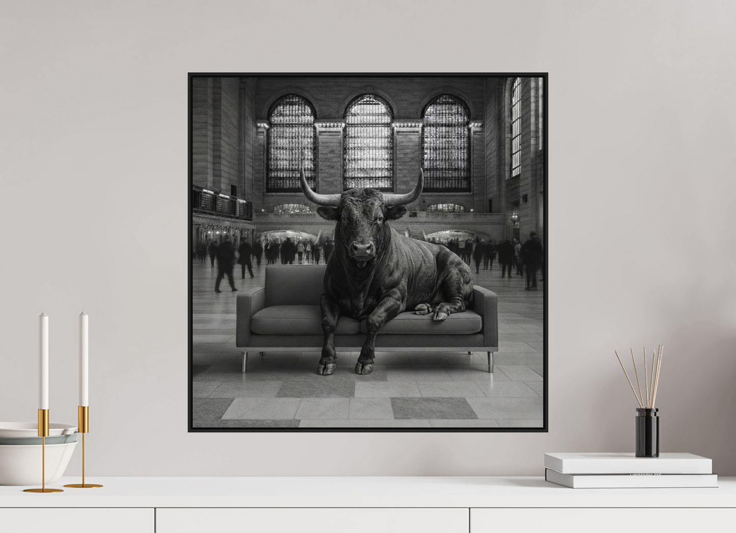 50 x 50 cm, Brandhoek Art BOX ALURAHMEN, 75 mm Schwarz, 2mm Acrylglas ,Fuji Crystal Archive glänzend Wenn Natur zu uns kommt - Komposition New York Nr. 2