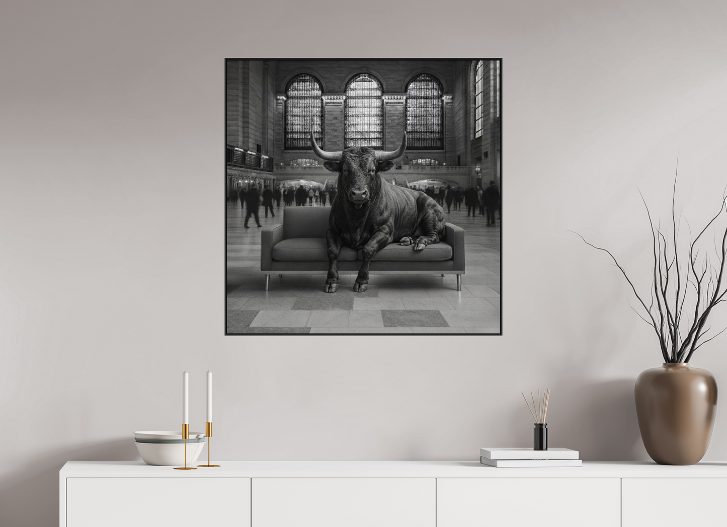 80 x 80 cm, Brandhoek Art BOX ALURAHMEN, 75 mm Schwarz, 2mm Acrylglas ,Fuji Crystal Archive glänzend Wenn Natur zu uns kommt - Komposition New York Nr. 2