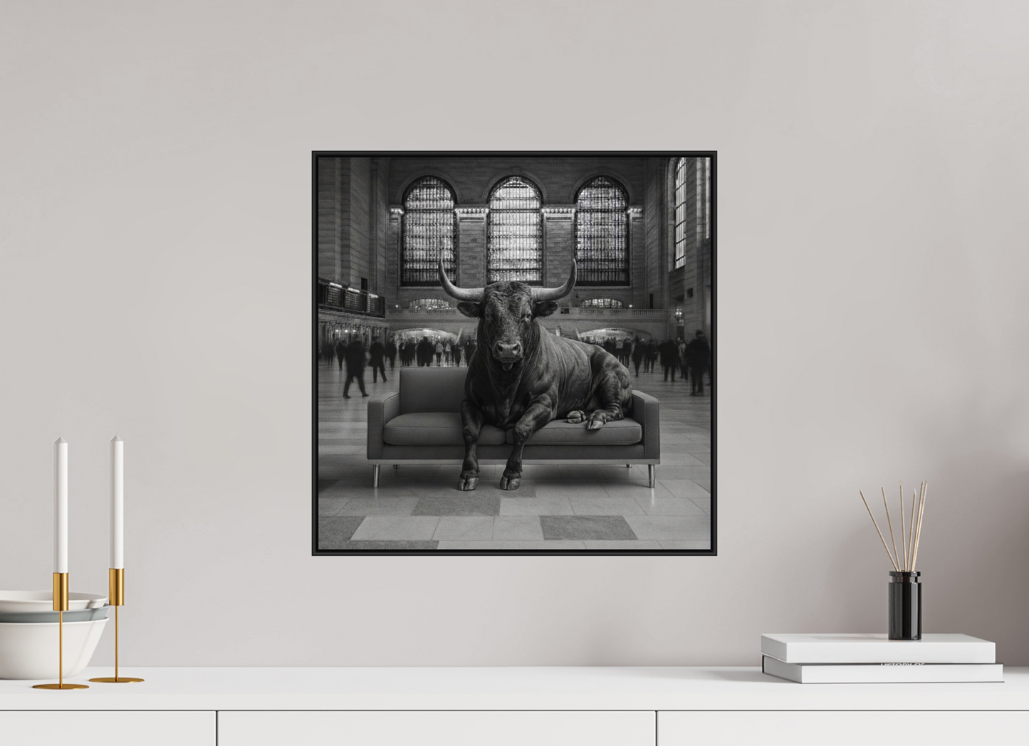 40 x 40 cm, Brandhoek Art BOX ALURAHMEN, 75 mm Schwarz, 2mm Acrylglas ,Fuji Crystal Archive glänzend Wenn Natur zu uns kommt - Komposition New York Nr. 2